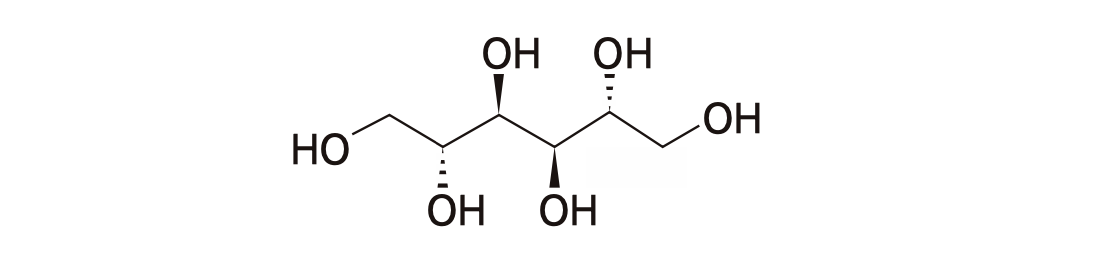 분자량은 작지만 극성으로 인해 Vd가 작은 mannitol의 분자구조.